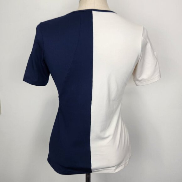 Adidas X Stella McCartney Barricade Tennis Tee Shirt M White Navy Colorblock - Picture 3 of 10